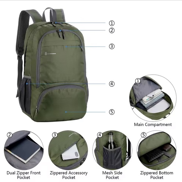 Navy Foldable Backpack - Picture 8 of 10